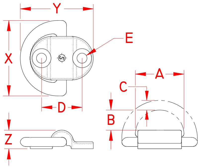 Stainless Steel Heavy Duty Folding Pad Eye, S3712-0001, S3712-0002, S3712-0003, Line Drawing Stainless Steel Heavy Duty Folding Pad Eye, S3712-0001, S3712-0002, S3712-0003, Line Drawing